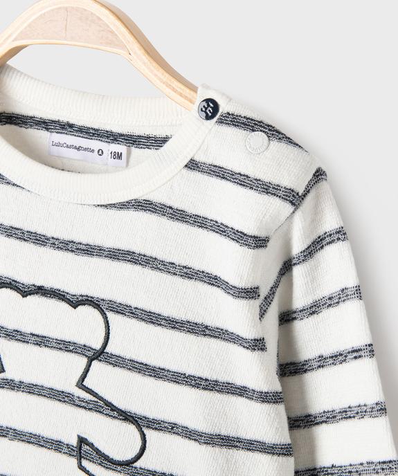 Tee-shirt manches longues à rayures et motif ourson bébé garçon - LuluCastagnette vue2 - LULU CASTAGNETTE GEMO FOR GOOD - GEMO