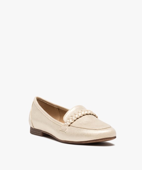 Mocassins femme unis à bride tressée vue2 - GEMO (CASUAL) - GEMO