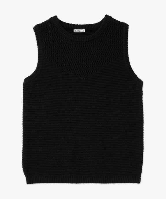 Pull d'été sans manches en maille fantaisie ajourée femme vue4 - GEMO(FEMME PAP) - GEMO