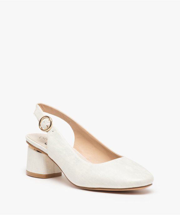 Escarpins femme unis à talon rond style rétro vue2 - GEMO(URBAIN) - GEMO