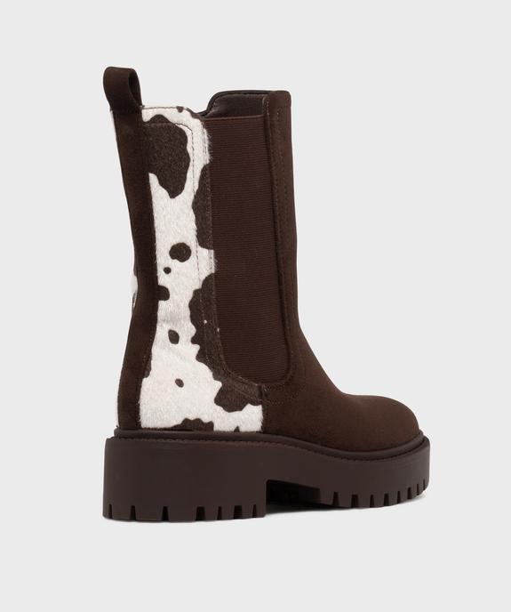 Boots Chelsea h hautes à semelle crantée femme vue4 - SANS MARQUE - GEMO