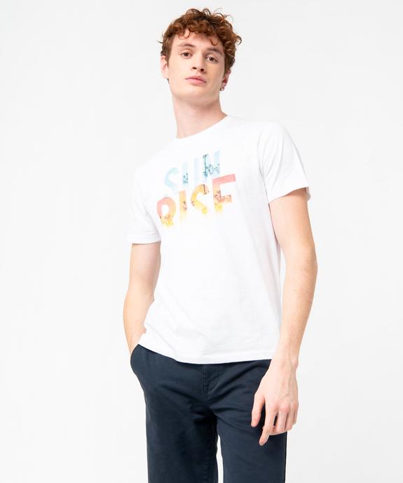 Tee-shirt homme à manches courtes en coton flammé imprimé vue1 - GEMO (HOMME) - GEMO