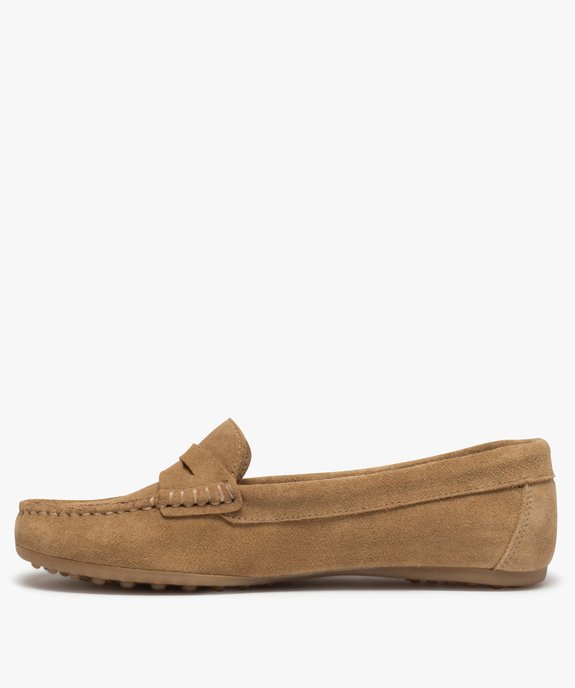 Mocassins femme en cuir uni et semelle à picots vue3 - GEMO (CASUAL) - GEMO