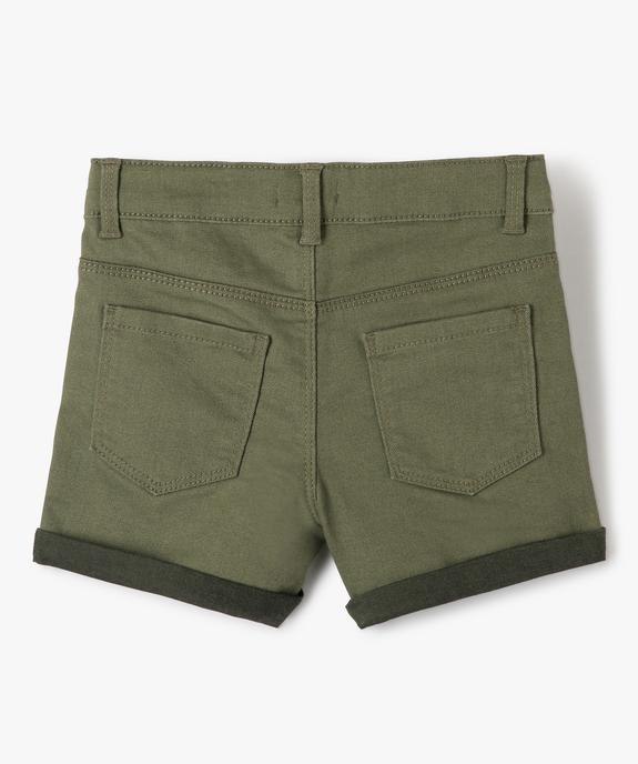 Short fille en coton stretch uni à revers vue3 - GEMO 4G FILLE - GEMO