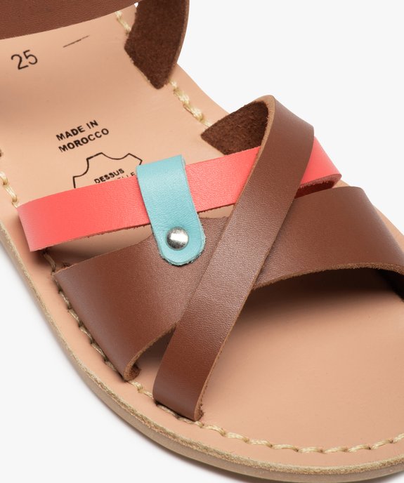 Sandales fille à brides en cuir coloré vue6 - GEMO (ENFANT) - GEMO