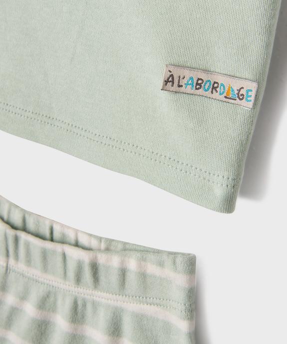 Pyjashort en coton à col tunisien et short rayé bébé garçon vue4 - GEMO 4G BEBE - GEMO