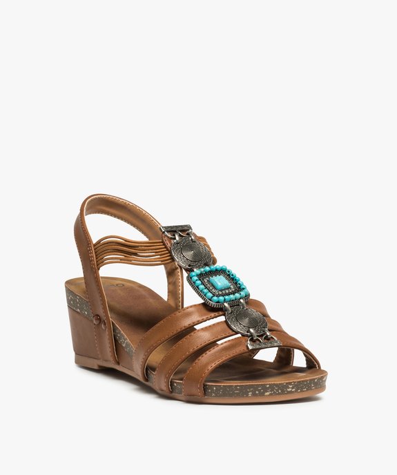Sandales femme à talon dessus uni orné de perles et métal vue2 - GEMO(URBAIN) - GEMO