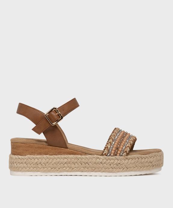 Sandales à talon compensé avec strass et semelle de corde femme vue2 - VALENTINA BALDA - GEMO