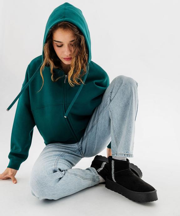 Sweat zippé à capuche coupe ample en maille stretch douce femme vue4 - GEMO(FEMME PAP) - GEMO
