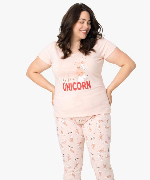 Pyjama femme grande taille avec message humoristique vue1 - GEMO(HOMWR FEM) - GEMO
