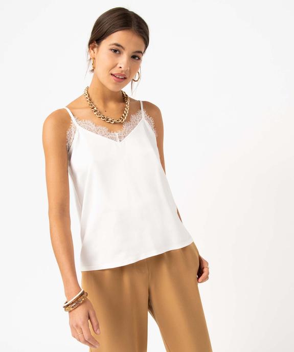 Débardeur femme à fines bretelles et décolleté dentelle vue6 - GEMO 4G FEMME - GEMO