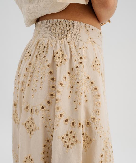 Jupe longue et ample en broderie anglaise femme vue4 - GEMO(FEMME PAP) - GEMO