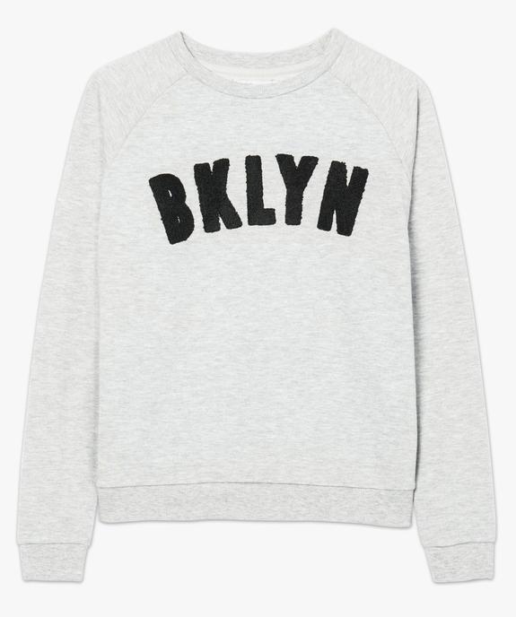 Sweat femme molletonné et imprimé à manches raglan vue4 - FOLLOW ME - GEMO
