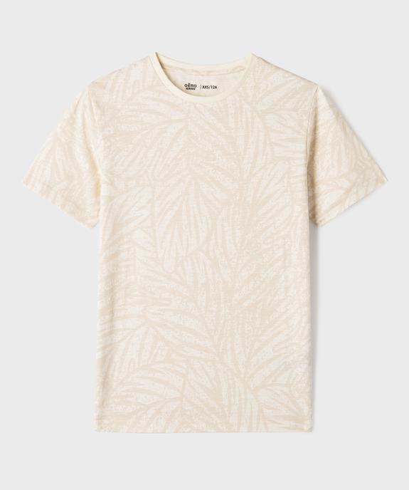 Tee-shirt manches courtes en jersey de coton imprimé feuillage garçon vue1 - GEMO 4G GARCON - GEMO