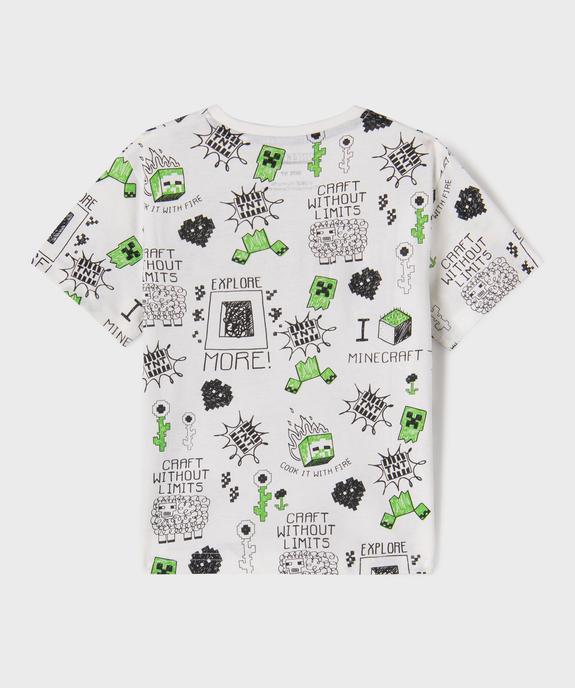 Tee-shirt manches courtes en coton imprimé all over garçon - Minecraft vue3 - MINECRAFT - GEMO