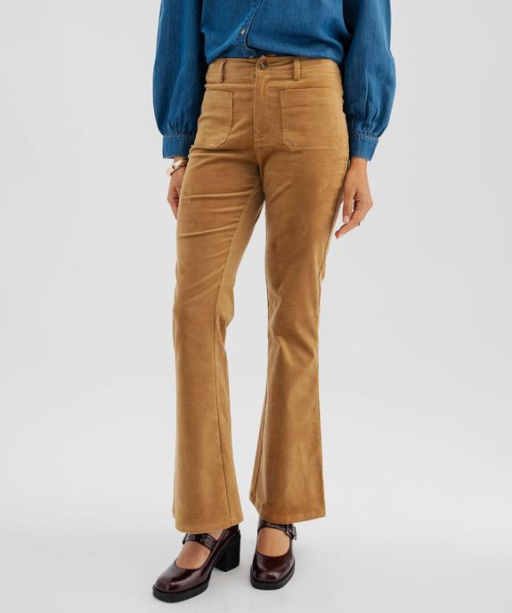 Pantalon flare taille haute en velours extensible femme - LuluCastagnette vue2 - LULUCASTAGNETTE - GEMO