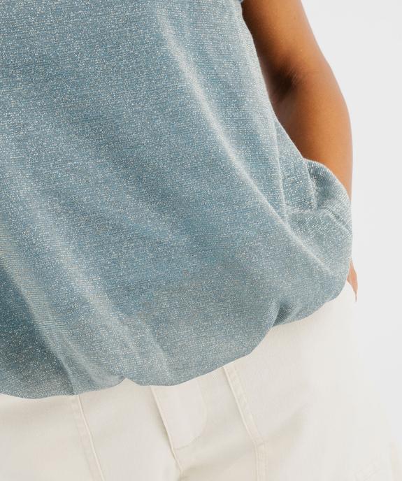 Tee-shirt manches courtes blousant en maille fluide pailletée femme vue4 - GEMO(FEMME PAP) - GEMO