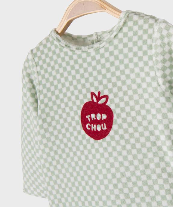 Pyjama en velours à motif damier bébé fille vue2 - GEMO 4G BEBE - GEMO