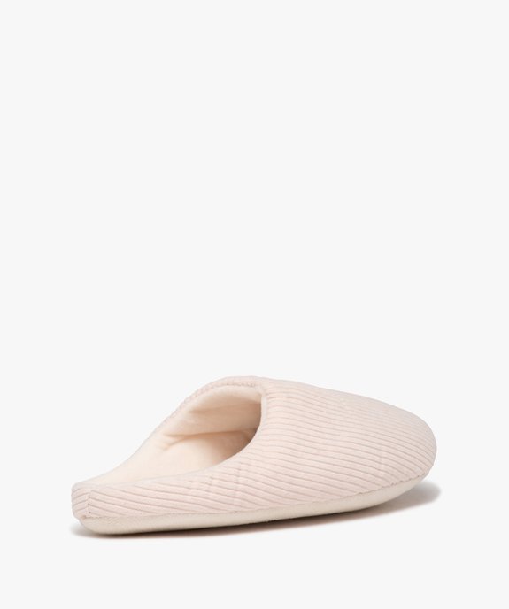 Chaussons femme mules en velours côtelé uni vue4 - GEMO(HOMWR FEM) - GEMO
