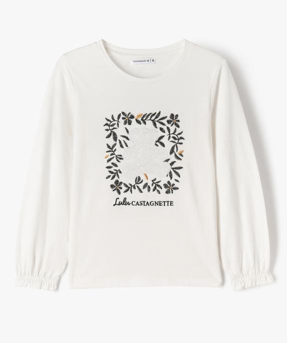 Tee-shirt manches longues avec motif brodé fille - LuluCastagnette vue1 - LULU CASTAGNETTE GEMO FOR GOOD - GEMO