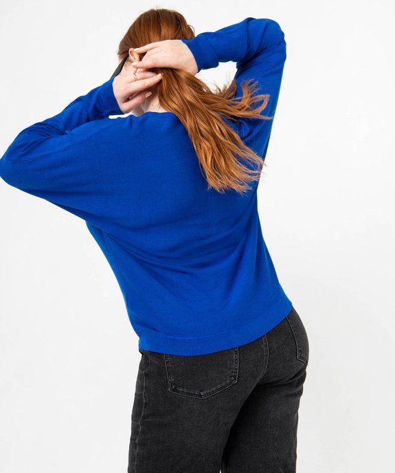 Pull fin avec col V zippé femme grande taille vue3 - GEMO 4G GT - GEMO
