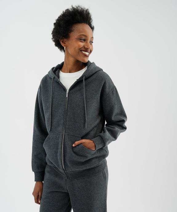Sweat zippée à capuche en molleton femme vue4 - GEMO 4G FEMME - GEMO