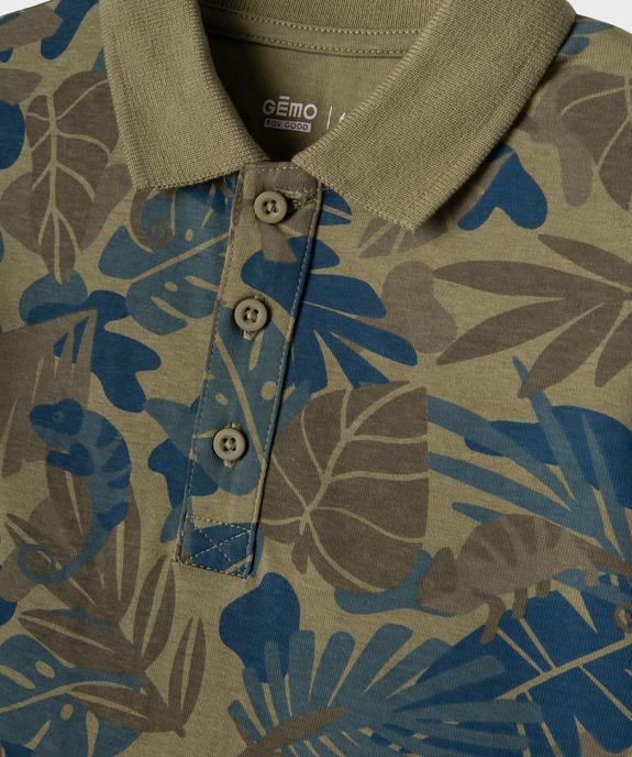 Polo manches courtes en jersey de coton motif feuillage garçon vue2 - GEMO 4G GARCON - GEMO