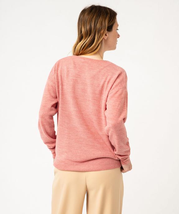 Pull fin à col rond finitions roulottée femme vue3 - GEMO(FEMME PAP) - GEMO