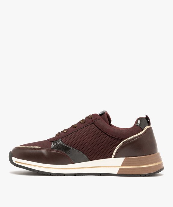 Baskets femme casual à détails scintillants et vernis - Hobiz vue4 - HOBIZ - GEMO