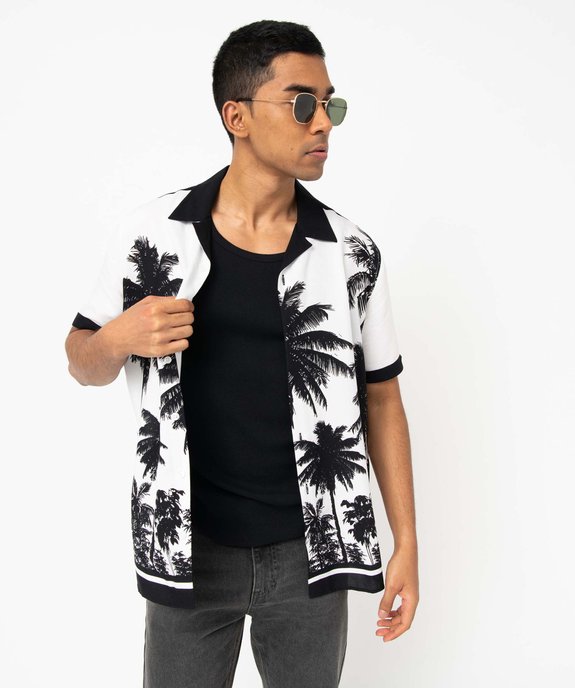 Chemise manches courtes bicolore motif palmiers homme vue2 - GEMO (HOMME) - GEMO