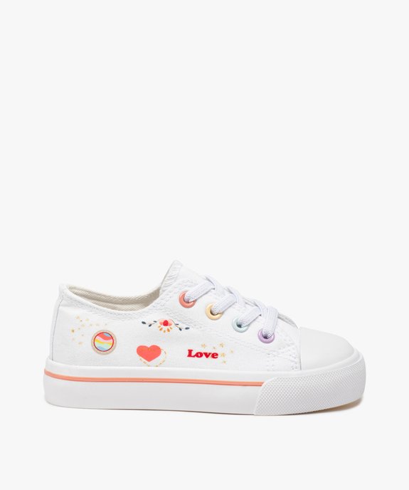 Tennis fille en toile imprimée fermeture lacets élastiques vue1 - GEMO 4G FILLE - GEMO