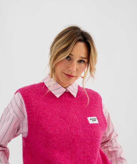 Pull sans manches coupe loose en maille douce femme vue2 - GEMO(FEMME PAP) - GEMO