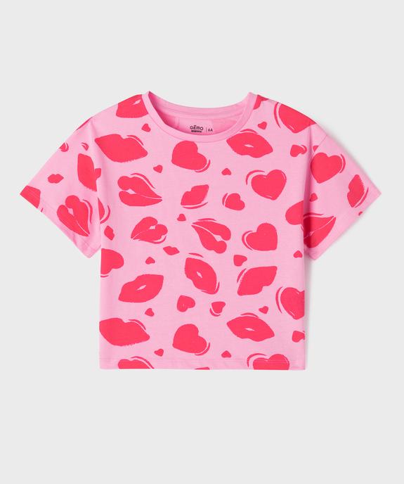 Tee-shirt manches courtes imprimé coupe oversize fille vue1 - GEMO 4G FILLE - GEMO