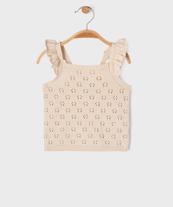 Débardeur en maille ajourée et bretelle à volants bébé fille vue1 - GEMO 4G BEBE - GEMO