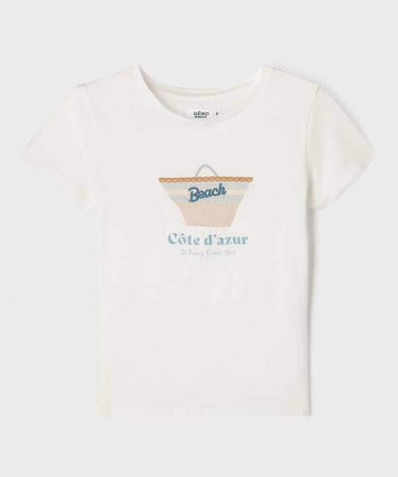 Tee-shirt manches courtes à motif estival en relief fille vue5 - GEMO 4G FILLE - GEMO