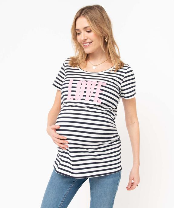Tee-shirt de grossesse imprimé à manches courtes vue6 - GEMO 4G MATERN - GEMO