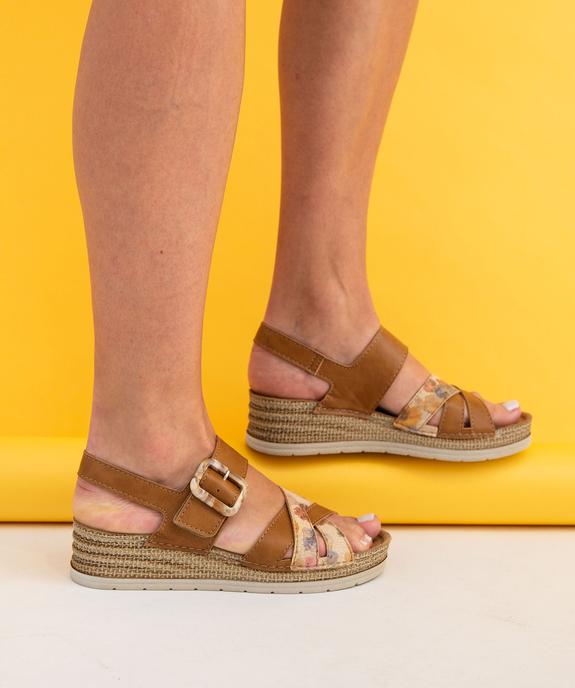 Sandales à talon compensé et bride à scratch femme vue1 - VALENTINA BALDA - GEMO