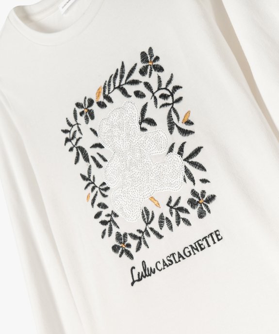 Tee-shirt manches longues avec motif brodé fille - LuluCastagnette vue2 - LULU G4G - GEMO