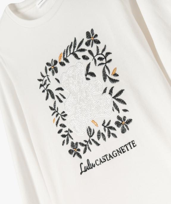 Tee-shirt manches longues avec motif brodé fille - LuluCastagnette vue2 - LULU CASTAGNETTE GEMO FOR GOOD - GEMO