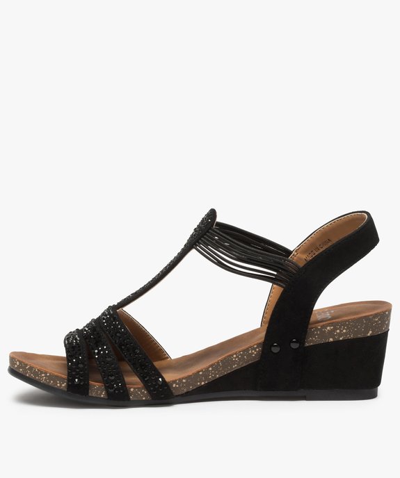 Sandales femme compensées à brides strass élastiquées vue3 - VALENTINA BALDA - GEMO