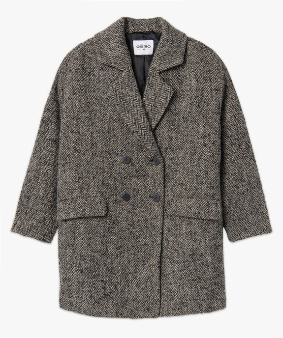 Manteau femme grande taille mi-long à chevrons vue4 - GEMO (G TAILLE) - GEMO