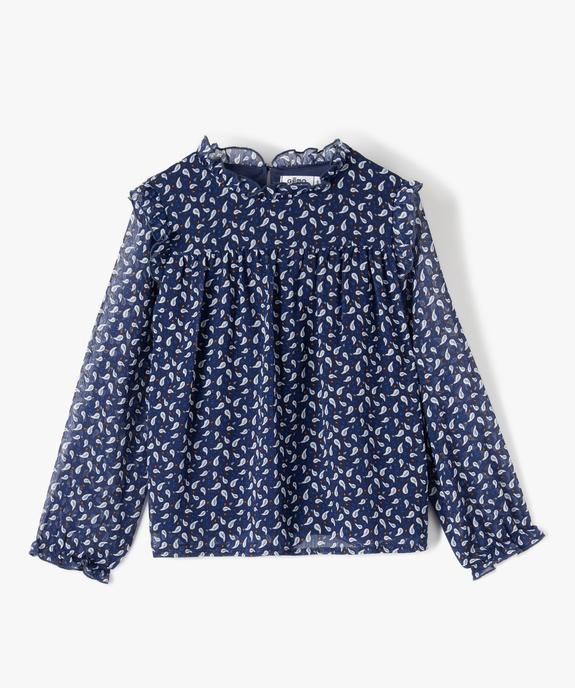 Blouse fille  en voile imprimé à manches longues et volants vue1 - GEMO (ENFANT) - GEMO