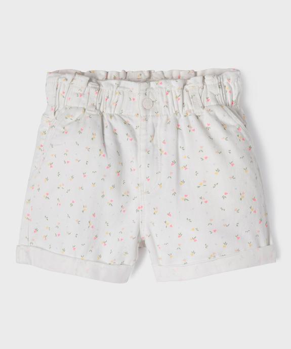 Short en toile de coton imprimée avec taille paperbag fille vue5 - GEMO (ENFANT) - GEMO