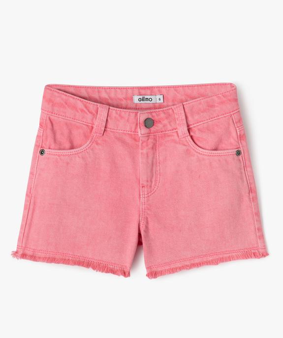 Short en jean délavé à franges fille vue1 - GEMO 4G FILLE - GEMO