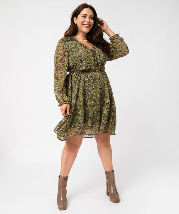 Robe manches longues en voile imprimé femme grande taille vue1 - GEMO (G TAILLE) - GEMO