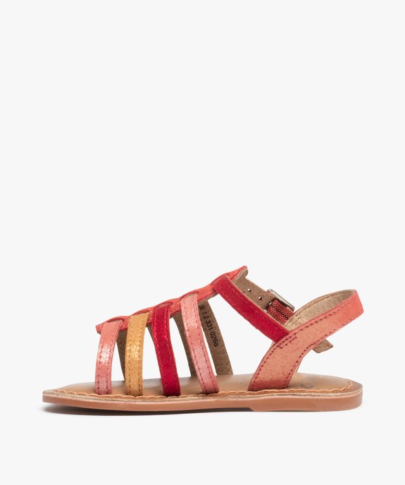 Sandales fille en cuir dessus brides métallisées vue3 - GEMO (ENFANT) - GEMO