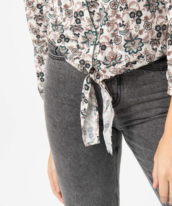 Blouse femme à motifs fleuris à nouer dans le bas vue5 - GEMO(FEMME PAP) - GEMO