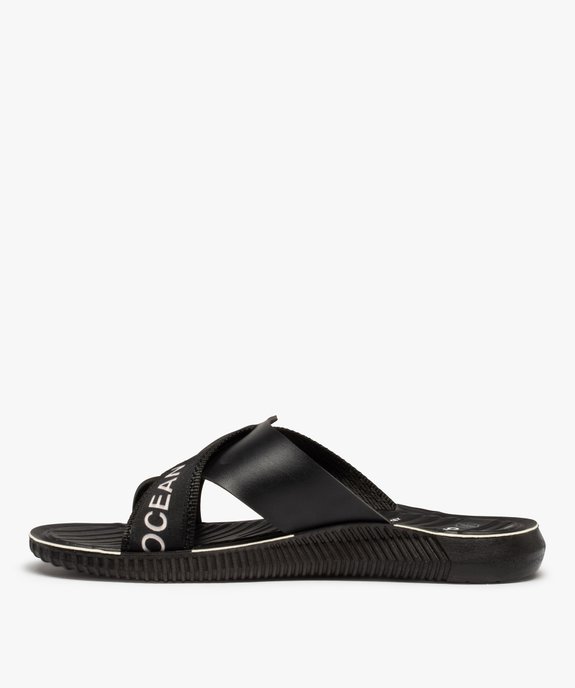 Sandales homme mules à larges brides croisées vue3 - GEMO (CASUAL) - GEMO