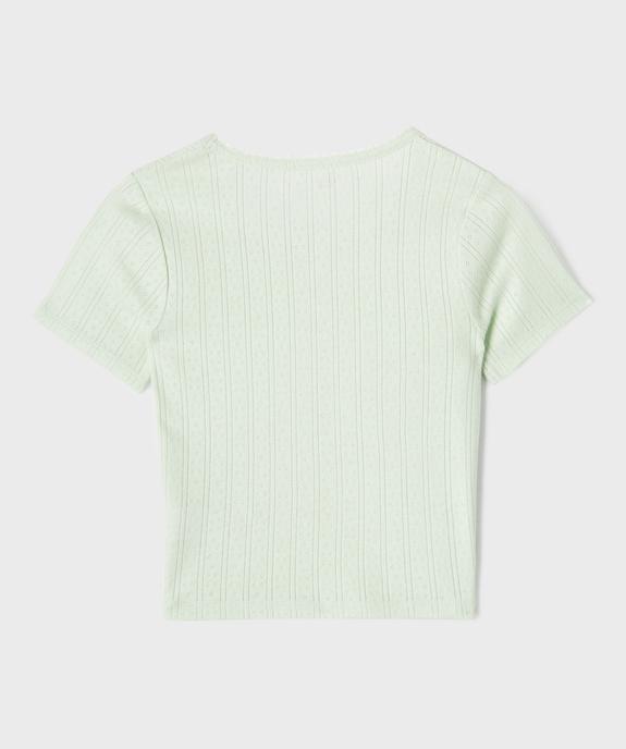 Tee-shirt manches courtes en jersey de coton ajouré fille vue3 - GEMO 4G FILLE - GEMO