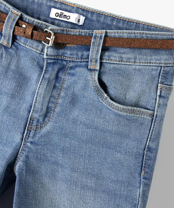 Jean fille coupe bootcut avec ceinture pailletée vue2 - GEMO (ENFANT) - GEMO
